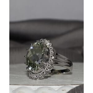 Green Quartz Sterling Silver Ring 4.86G / Sz 7